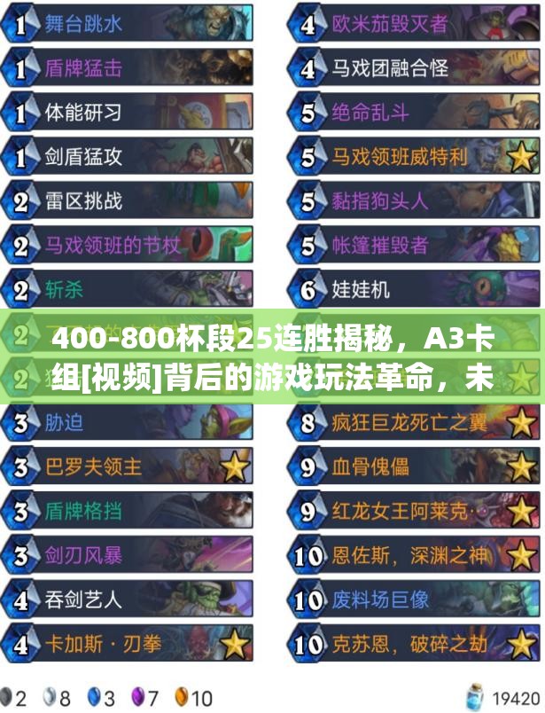 400-800杯段25连胜揭秘，A3卡组[视频]背后的游戏玩法革命，未来将如何变革？