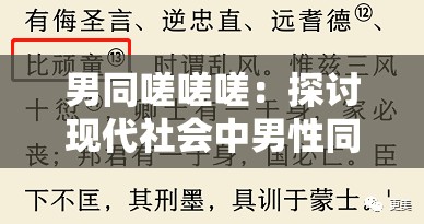 男同嗟嗟嗟：探讨现代社会中男性同性恋者的情感表达与社交困境