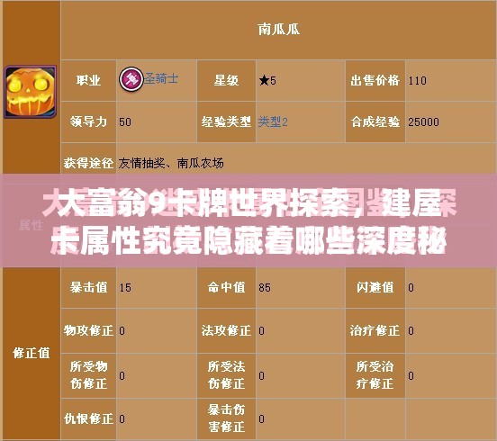 大富翁9卡牌世界探索，建屋卡属性究竟隐藏着哪些深度秘密？