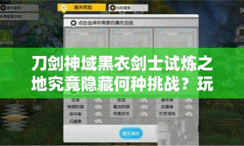 刀剑神域黑衣剑士试炼之地究竟隐藏何种挑战？玩法详解揭秘悬念！