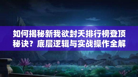如何揭秘新我欲封天排行榜登顶秘诀？底层逻辑与实战操作全解析