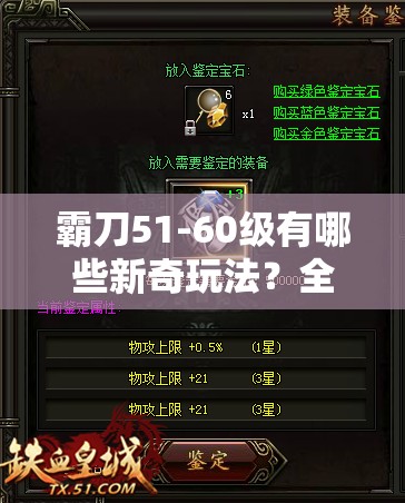 霸刀51-60级有哪些新奇玩法？全面攻略揭秘悬念重重！