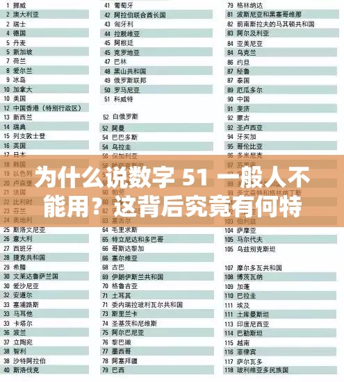 为什么说数字 51 一般人不能用？这背后究竟有何特殊含义？