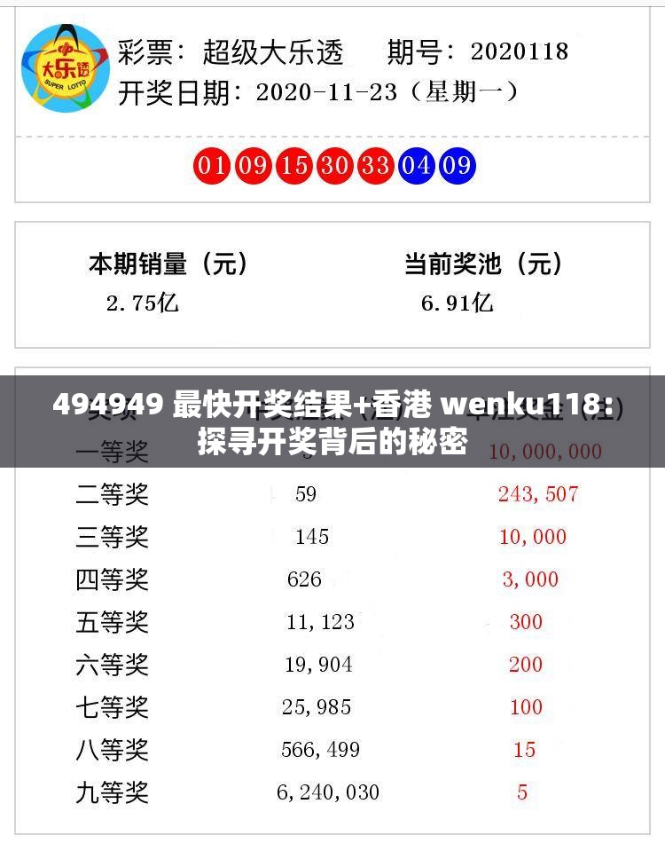 494949 最快开奖结果+香港 wenku118：探寻开奖背后的秘密