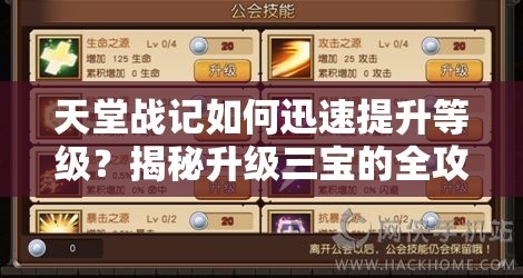 天堂战记如何迅速提升等级？揭秘升级三宝的全攻略悬念解析