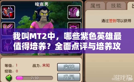 我叫MT2中，哪些紫色英雄最值得培养？全面点评与培养攻略揭秘！