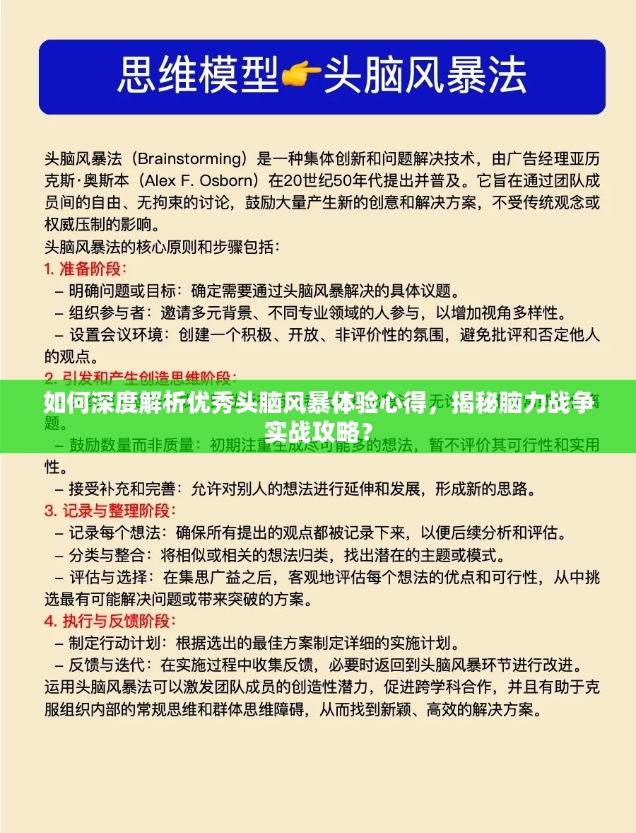 如何深度解析优秀头脑风暴体验心得，揭秘脑力战争实战攻略？