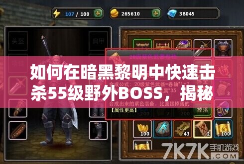 如何在暗黑黎明中快速击杀55级野外BOSS，揭秘高效攻略？