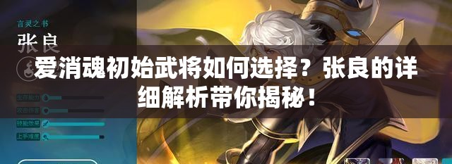 爱消魂初始武将如何选择？张良的详细解析带你揭秘！