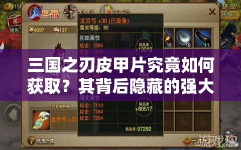 三国之刃皮甲片究竟如何获取？其背后隐藏的强大作用又是什么？